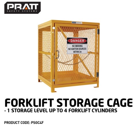 PRATT FORK LIFT GAS CYLINDER CAGE SMALL 1 DOOR 1 LEVEL 4 CYLINDERS